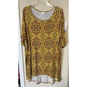 LuLaRoe Irma Tunic Top Yellow Fuschia Pink Womens Oversized T Shirt Size L